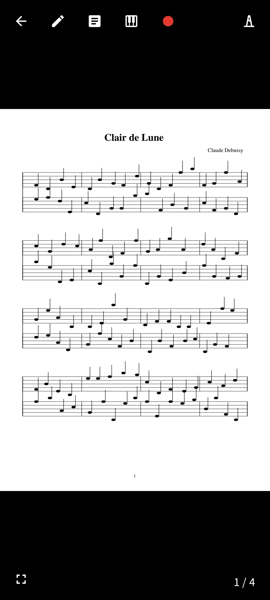 Leitor de partitura com barra de ferramentas
